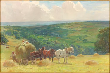 Haciendo heno, 1900