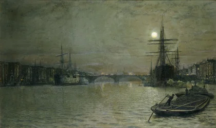 La piscina y el puente de Londres de noche, 1884