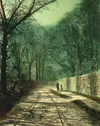 Sombras de árboles sobre el muro del parque, Roundhay, Leeds