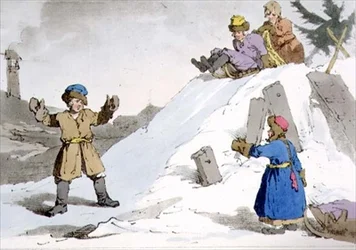 Niños Bajando una Colina de Hielo, placa 38 del Volumen II de 