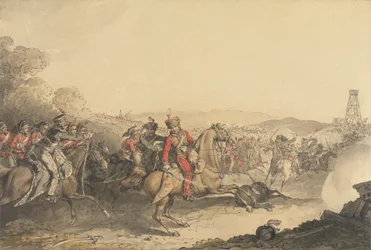 El marqués de Anglesea herido al frente de una carga de caballería pesada al final de la batalla de Waterloo