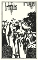 Ilustración para Don Juan de Lord Byron: Juan fue recibido en la mejor sociedad (litografía)