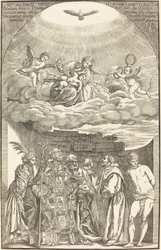 La Virgen en las nubes y seis santos