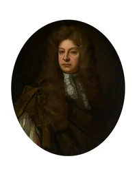 Retrato de medio cuerpo de Adam Urquhart con Jabot de encaje