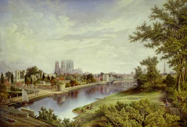 York desde el puente del ferrocarril de Scarborough (óleo sobre lienzo)