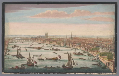 Vista del río Támesis y la ciudad de Londres desde el noroeste La perspectiva sureste de Westminster desde Somerset House hasta el puente de Westminster (título sobre el objeto)