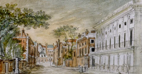 Vista a lo largo de Vigo Lane, Ciudad de Westminster, Londres, 1793