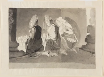 Tres mujeres arrodilladas