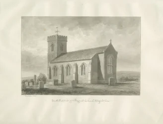 Iglesia de Bagnall: dibujo en sepia, 1848