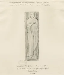 Iglesia de Blithfield - efigie monumental: dibujo tintado, 1823