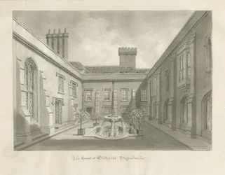 Blithfield Hall - Patio: dibujo en sepia
