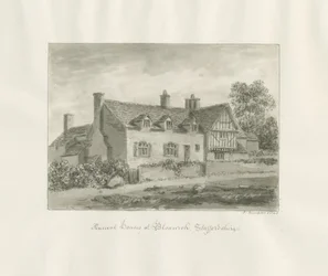 Bloxwich - casa antigua: dibujo en sepia