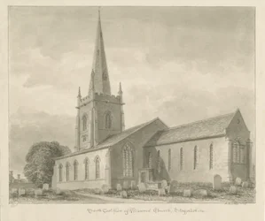 Iglesia de Brewood: dibujo en sepia