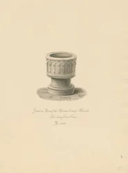 Buckinghamshire - Iglesia de Drayton Beauchamp: dibujo en sepia, 1838