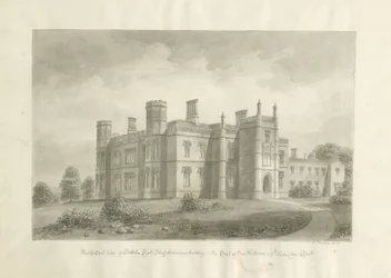 Butterton Hall: dibujo en sepia