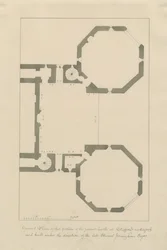 Iglesia del Castillo - Castillo de Stafford: lápiz y lavado