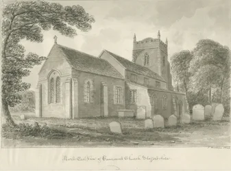 Iglesia de Caverswall: dibujo en sepia