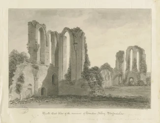 Croxden Abbey: dibujo en sepia