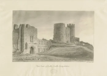 Castillo de Dudley - La Torre del Homenaje: dibujo en sepia