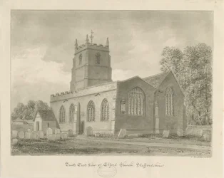 Iglesia de Elford: dibujo en sepia, 1838