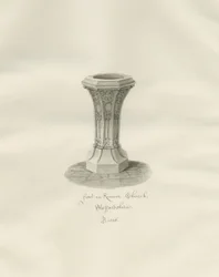 Pila Bautismal en la Iglesia de Kinver: dibujo en sepia