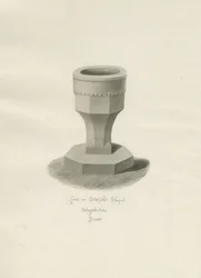 Pila bautismal en la Capilla de Statfold: dibujo en sepia, 1848