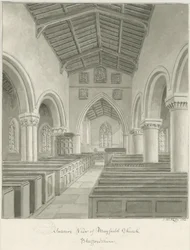 Interior de la Iglesia de Mayfield: dibujo en sepia, 1844
