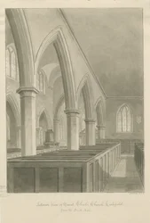 Lichfield - Interior de la Iglesia de San Chad: dibujo en sepia