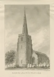 Lichfield - Iglesia de San Miguel: dibujo en sepia
