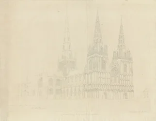 Catedral de Lichfield - Vista Noroeste: grabado, 1807