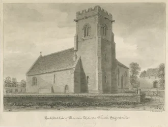 Iglesia de Mavesyn Ridware: dibujo en sepia, 1839