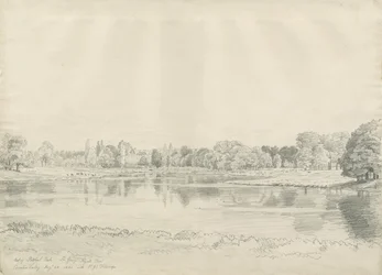 Casa Patshull - Parque y Estanque: dibujo a lápiz, 25 de agosto de 1820