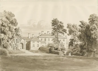 Patshull House: dibujo a tinta sepia, agosto 1820