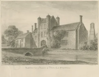 Pillaton Hall: dibujo en sepia, 1841