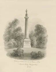 Sandon - Monumento a William Pitt: dibujo a tinta sepia