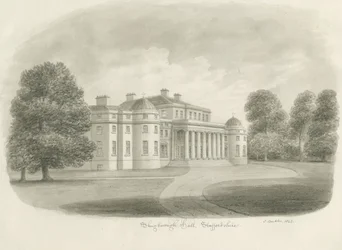 Salón Shugborough: dibujo en sepia, 1843