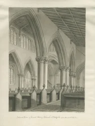 Stafford - Interior de la Iglesia de Santa María: dibujo en sepia, 1845