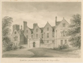 Tamworth - The Moat House: dibujo en sepia