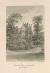 Castillo de Tamworth: dibujo en sepia
