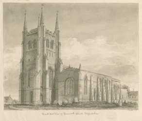 Iglesia de Tamworth: dibujo en sepia