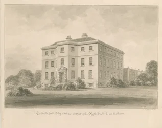 Teddesley Hall: dibujo en sepia, 1841