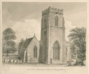 Iglesia de Tettenhall: dibujo en sepia, 1837