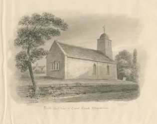 Iglesia de Tixall: dibujo en lavado sepia, nd [?1841]
