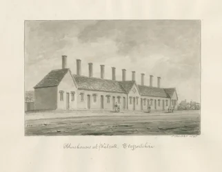 Walsall - Casas de Beneficencia: dibujo en sepia