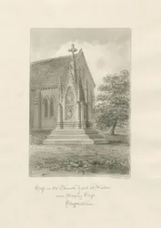 Iglesia de Walton-on-the-Hill - Cruz del cementerio: dibujo en sepia