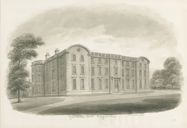 Weston-under-Lizard - Hall: dibujo en sepia