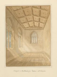 Wiltshire - Sarum - Interior de la capilla en el Palacio del Obispo, 1800
