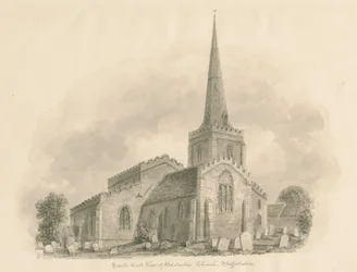 Iglesia de Wolstanton: dibujo en sepia