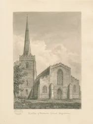 Iglesia de Wolstanton: dibujo en sepia