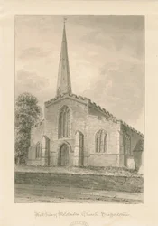 Iglesia de Wolstanton: dibujo en sepia